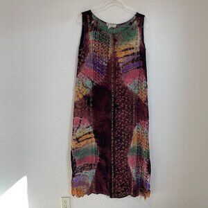 Vintage Papillion Brown Multicolor Tie Dye Dress